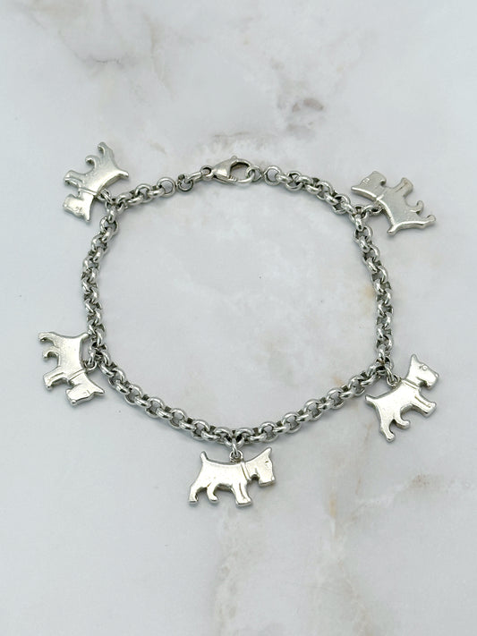 Vintage Silberarmband mit Westie Anhängern