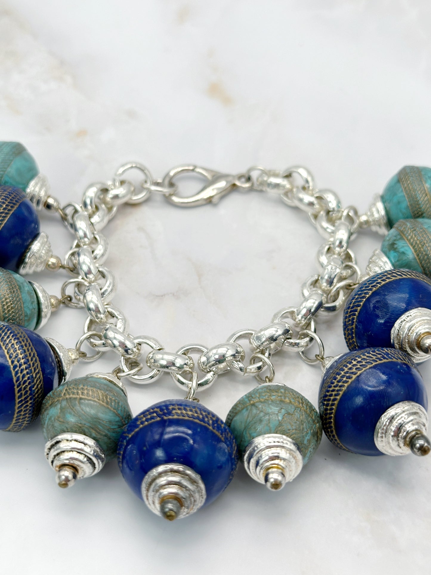 Vintage Gliederarmband Blitzblau & Türkis