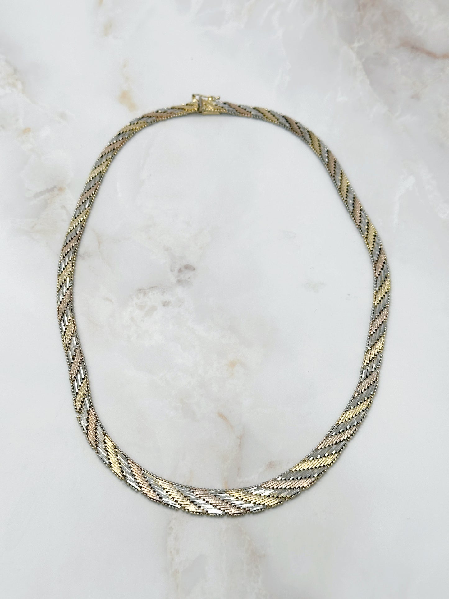 Vintage Tricolor Halskette aus vergoldetem 925 Sterling Silber