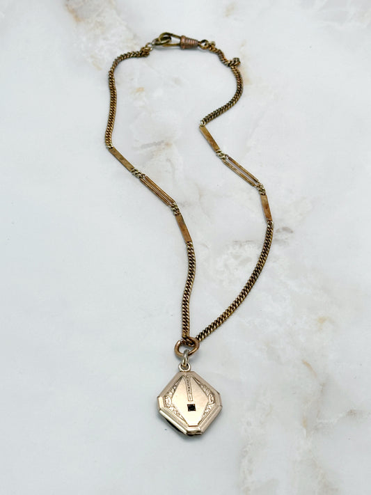 Antike Jugendstil Kette mit Medaillon Doublé