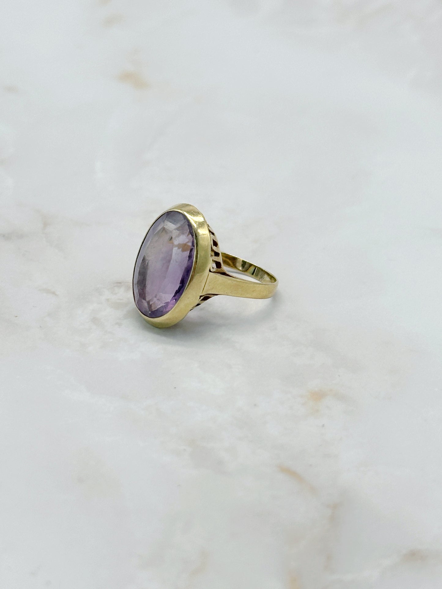 Eleganter Vintage Ring in 585 Gelbgold mit Amethyst