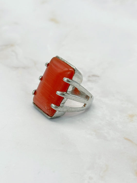 Massiver Vintage Statement Ring Oranges Glas