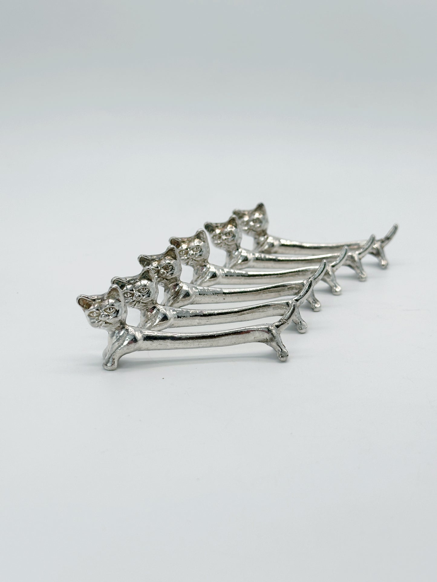 Messerbänkchen Katzen Versilbert 6er Set