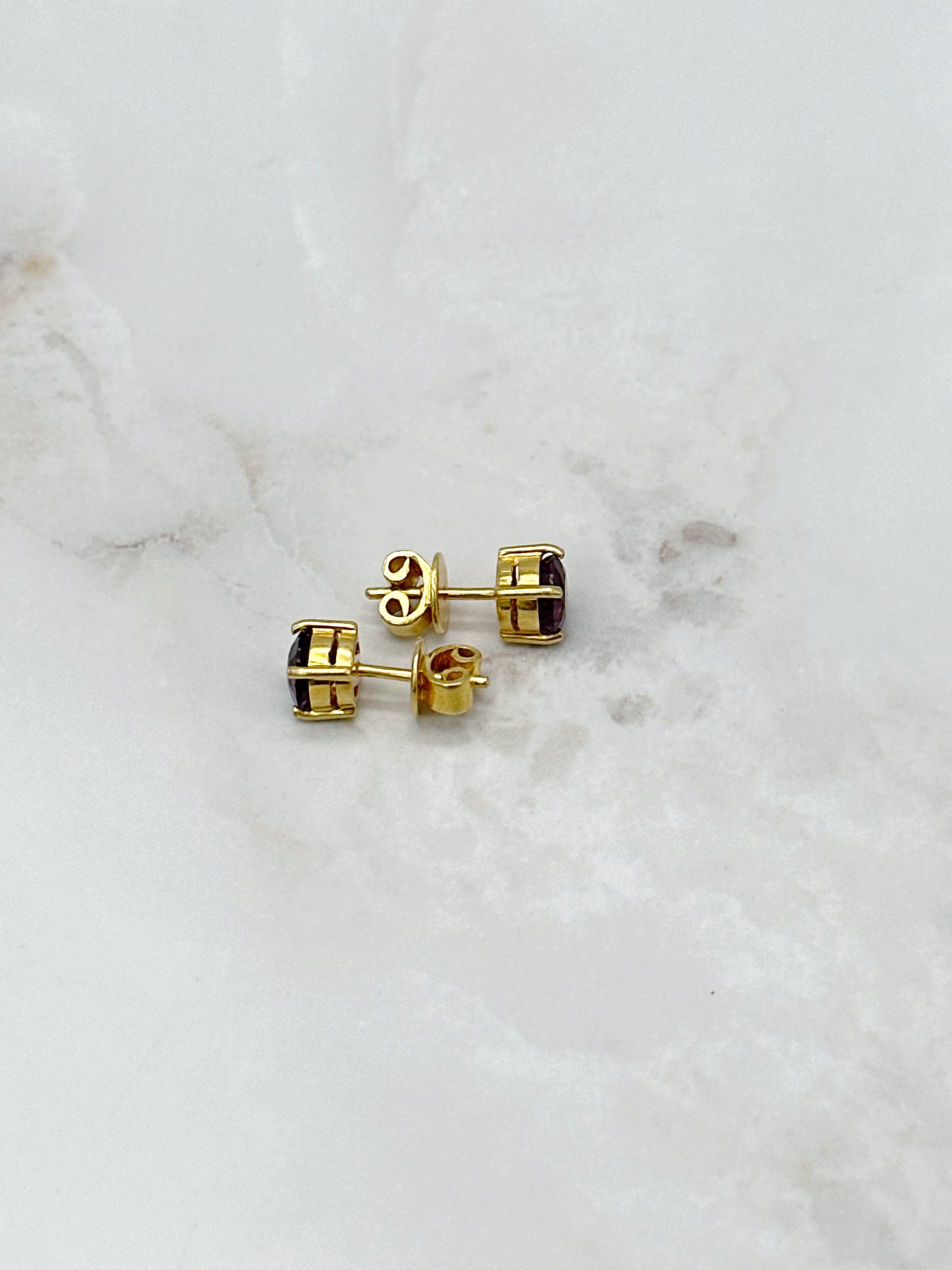 Klassische Amethyst Ohrstecker 585 Gelbgold