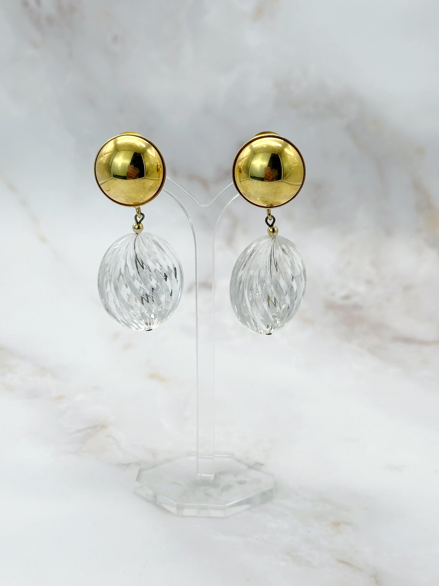 Vintage Ohrclips Gold & Transparent