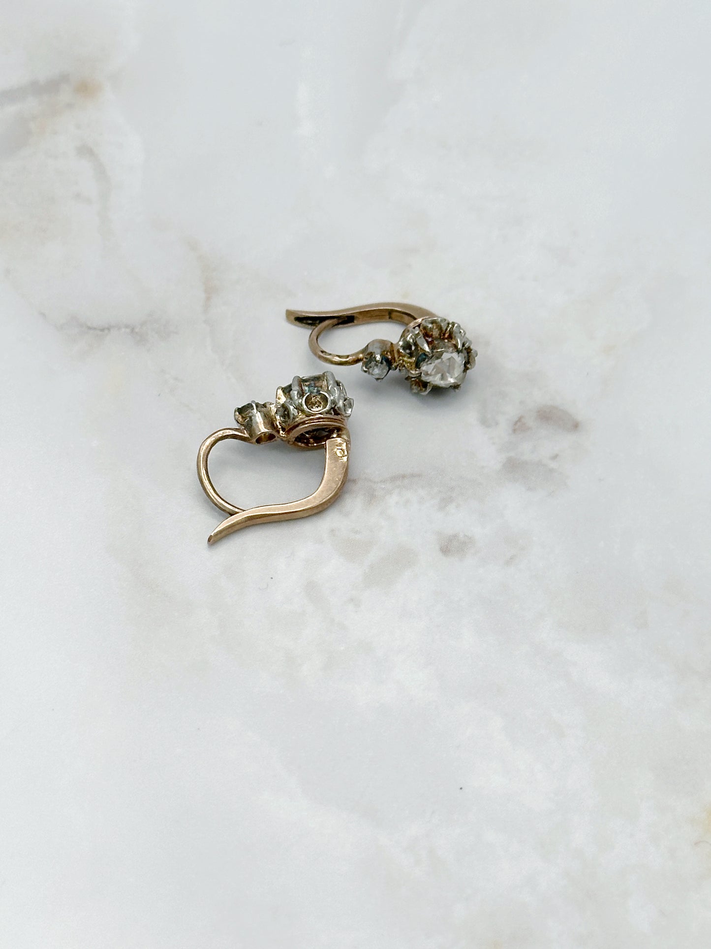 Elegante Ohrhänger 750 Gelbgold mit Diamanten im Rosenschliff