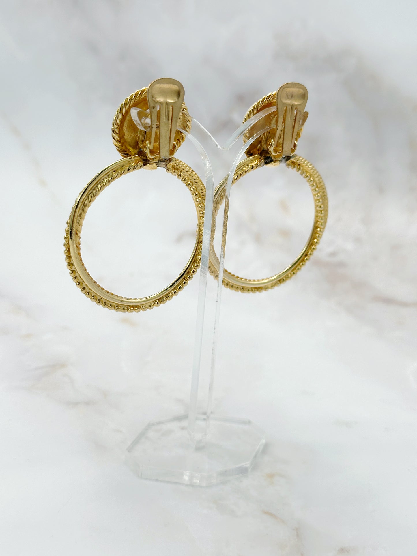 Vintage Doorknocker Ohrclips Perle Vergoldet