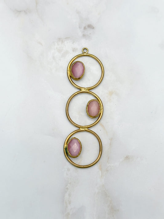 Vintage Anhänger Kreise mit Rosa Glas