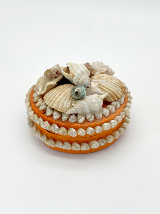 Vintage Deckeldose mit Muscheln Frankreich