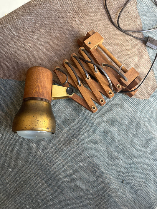 Vintage Scherenlampe Temde Teak Holz 60er Jahre