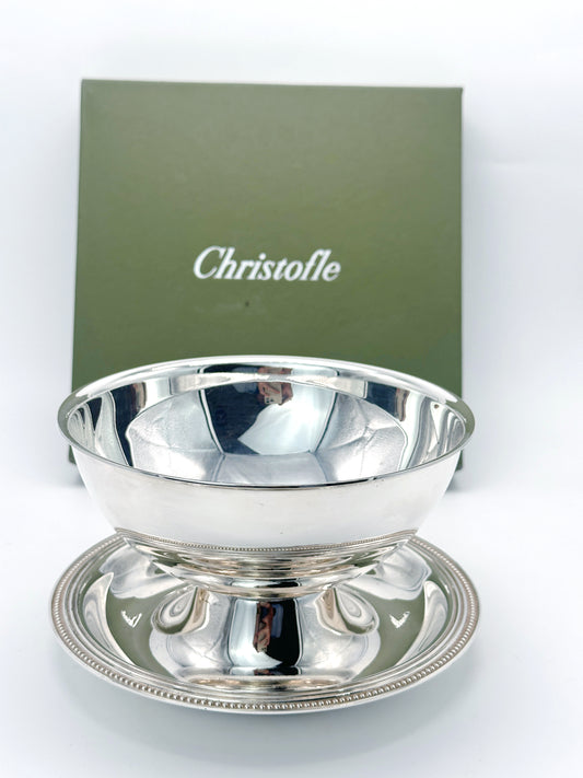 Edle Christofle Saucenschale – Versilbert, inkl. Original-Box und Anti-Anlauf Beutel