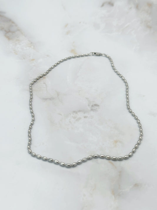Zarte Vintage Halskette aus 925 Sterling Silber mit ovalen Elementen