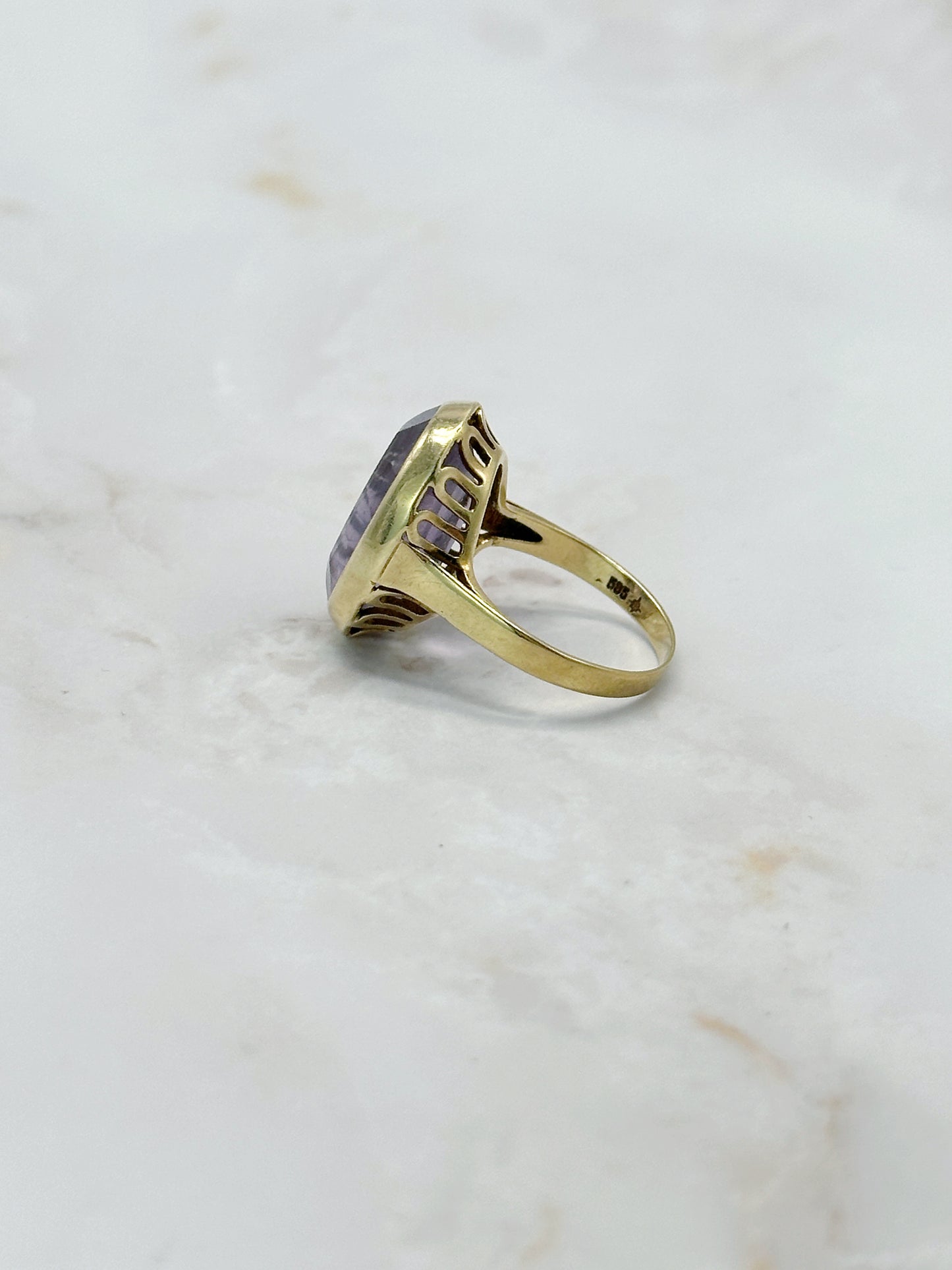 Eleganter Vintage Ring in 585 Gelbgold mit Amethyst
