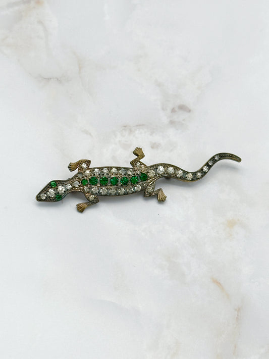 Salamander Brosche mit Strass