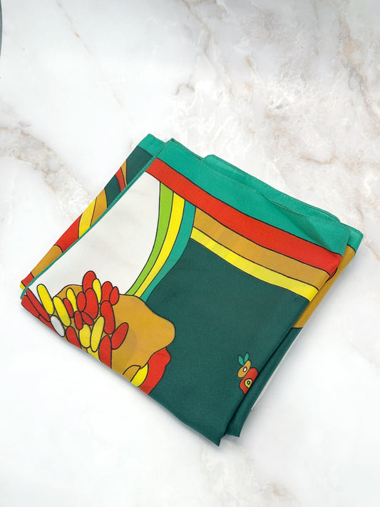 Vintage Tuch 60er Jahre Blumenmotiv Bunt