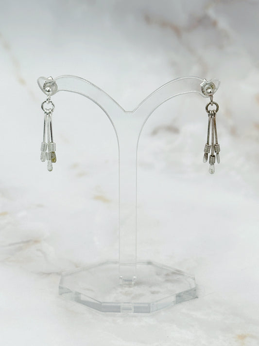Minimalistische Ohrstecker Silber mit Hängenden Stäben
