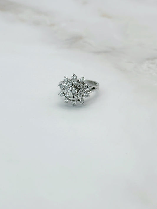 Funkelnder Diamant Cluster Ring in 585 Weißgold – ca. 1,18 ct