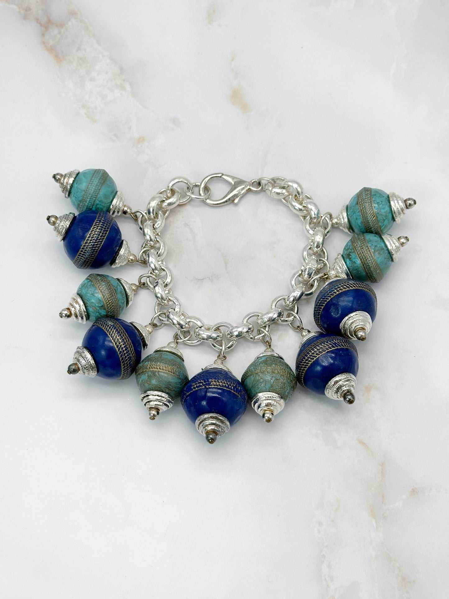 Vintage Gliederarmband Blitzblau & Türkis