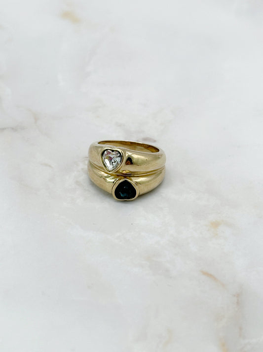 Vintage vergoldeter Ring mit Herzen