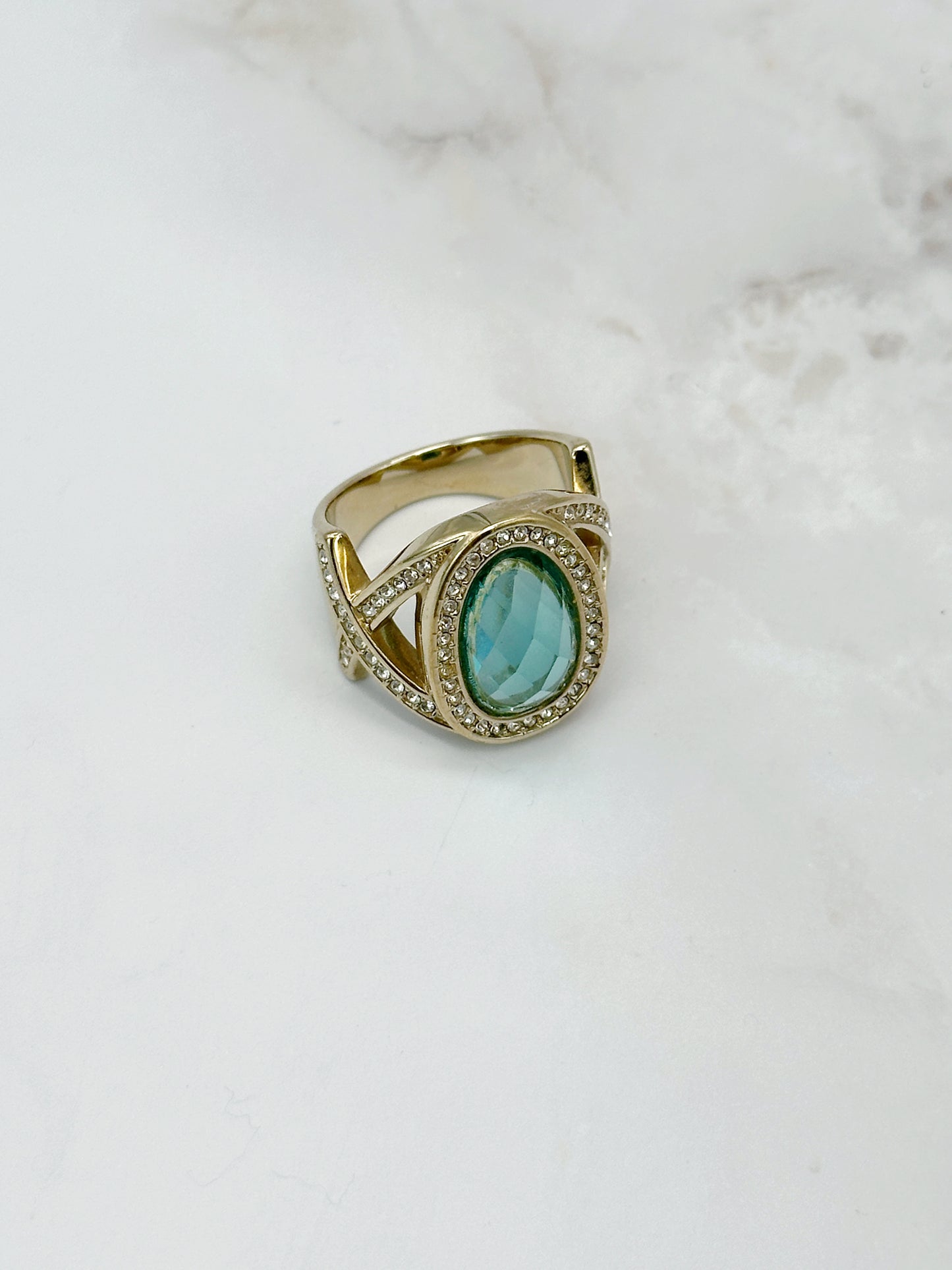 Statement Ring Pierre Lang Grün Vergoldet