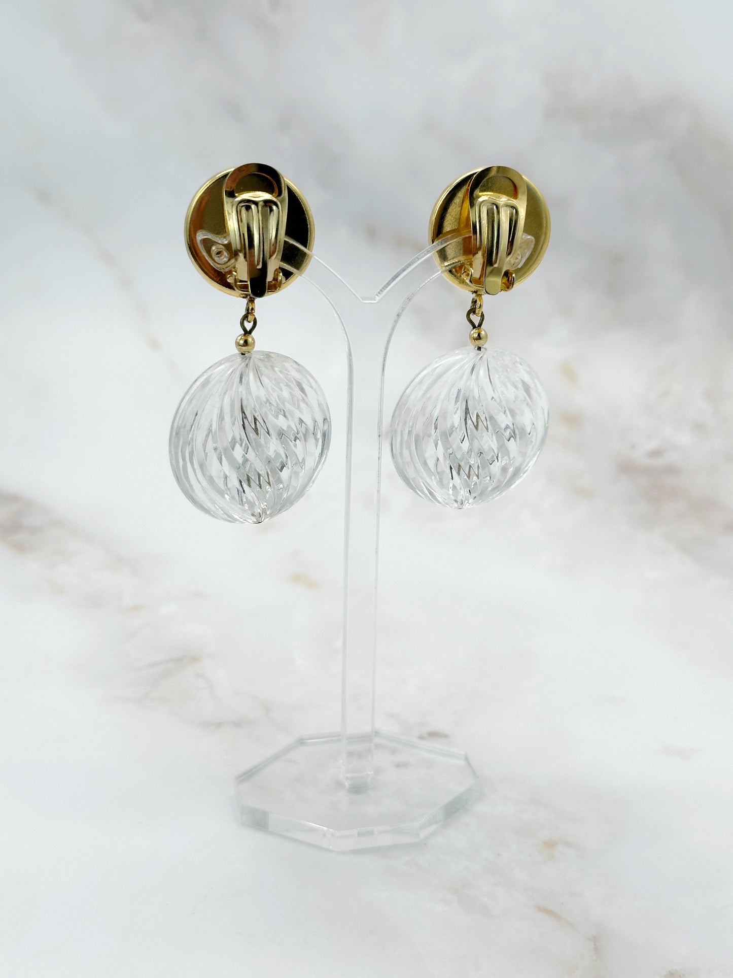 Vintage Ohrclips Gold & Transparent