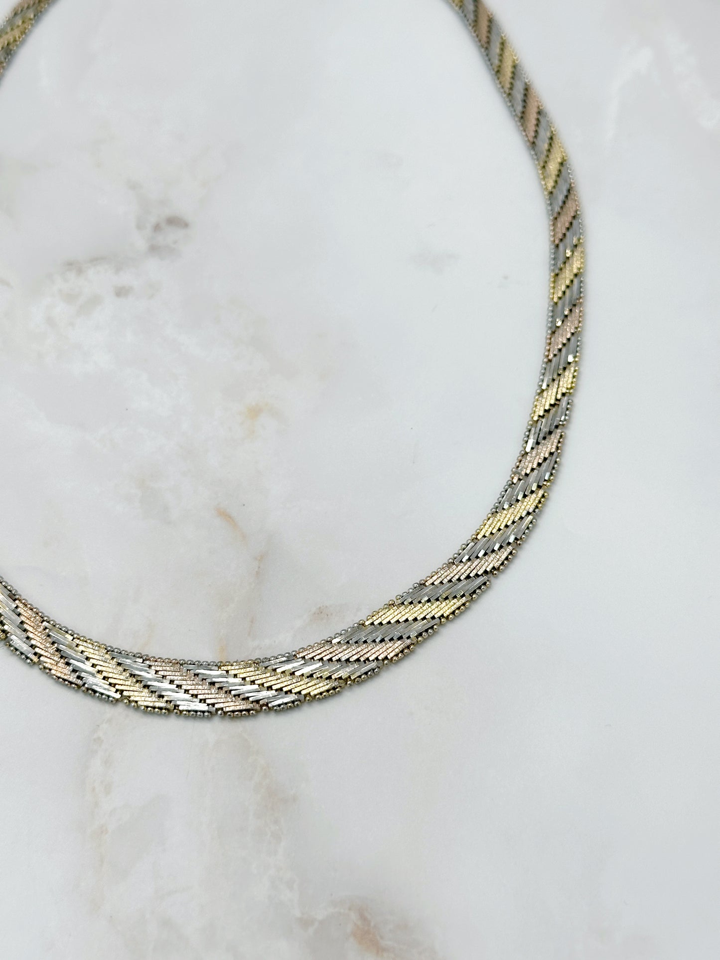 Vintage Tricolor Halskette aus vergoldetem 925 Sterling Silber