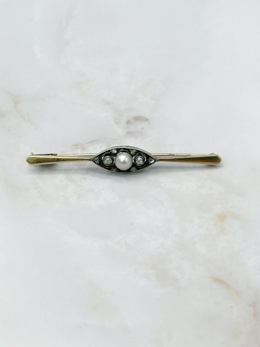 Stabbrosche mit Perle & Diamant