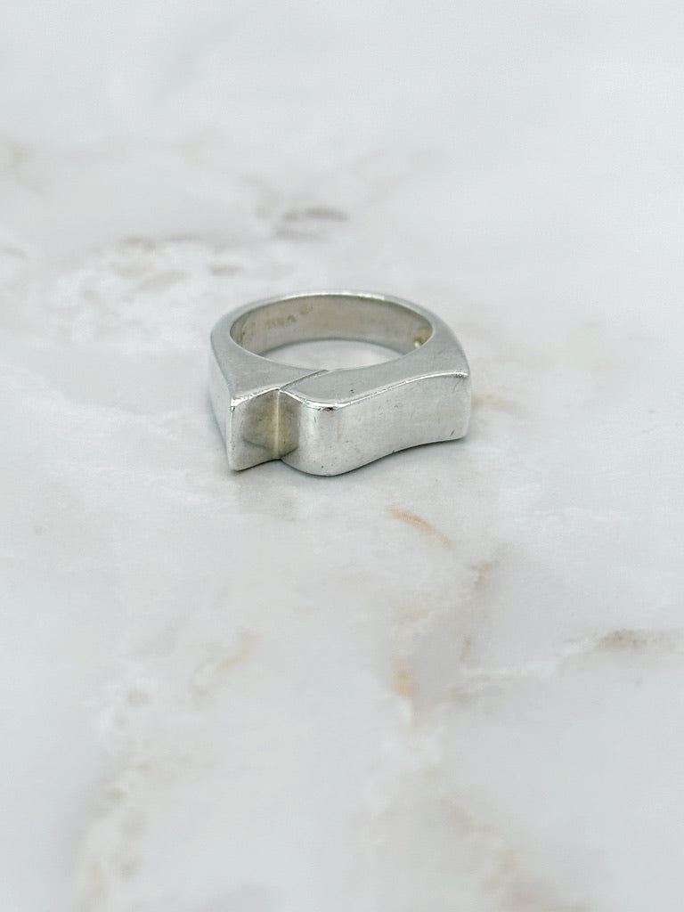 Chunky Sterling Silber Ring – Abstrakte Eleganz