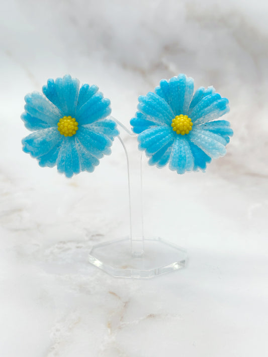 Vintage Ohrclips blaue Blume