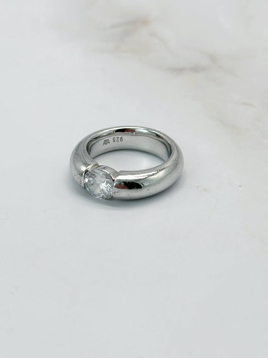 Silberring mit Kristallglas Statement