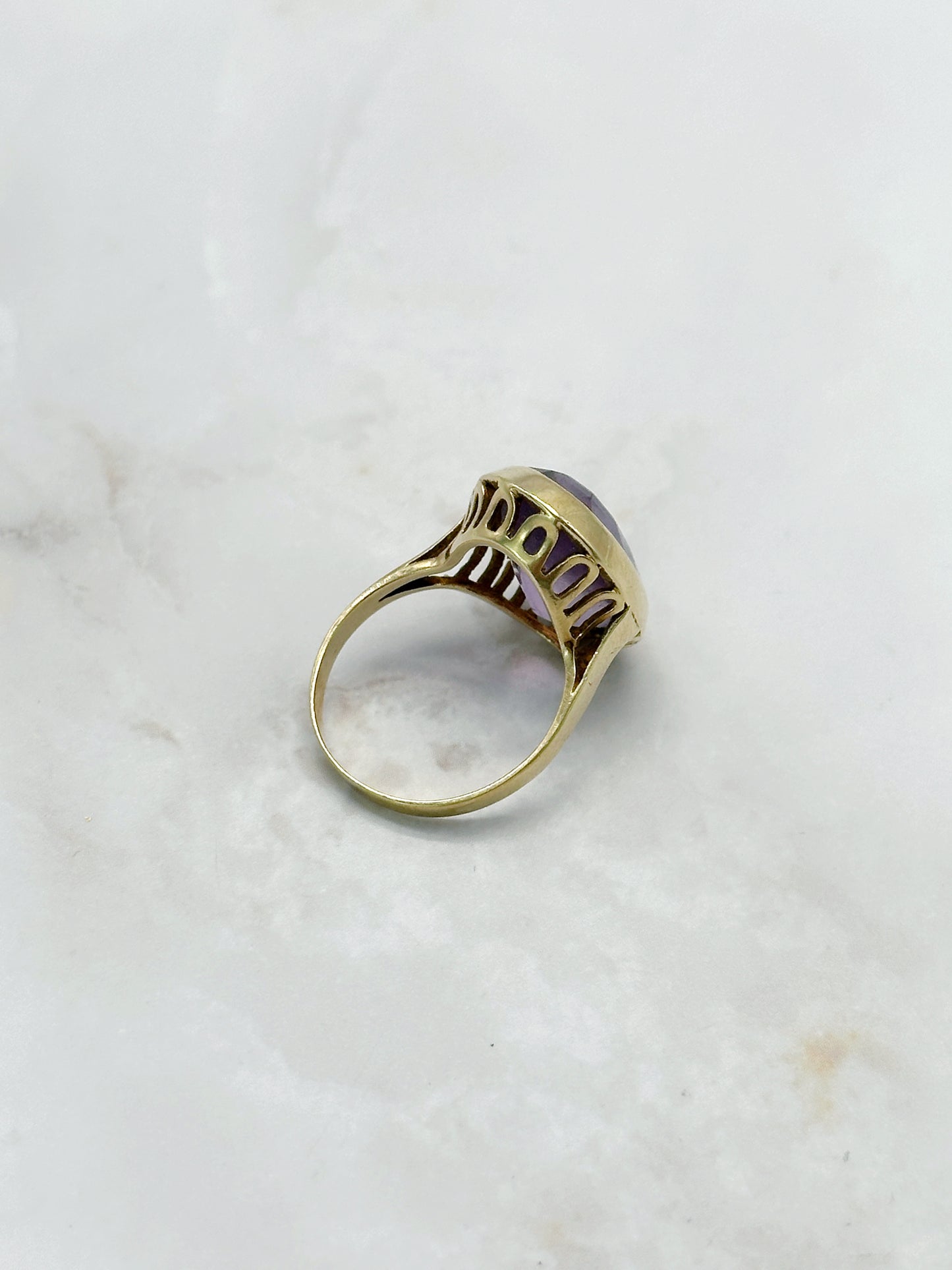 Eleganter Vintage Ring in 585 Gelbgold mit Amethyst