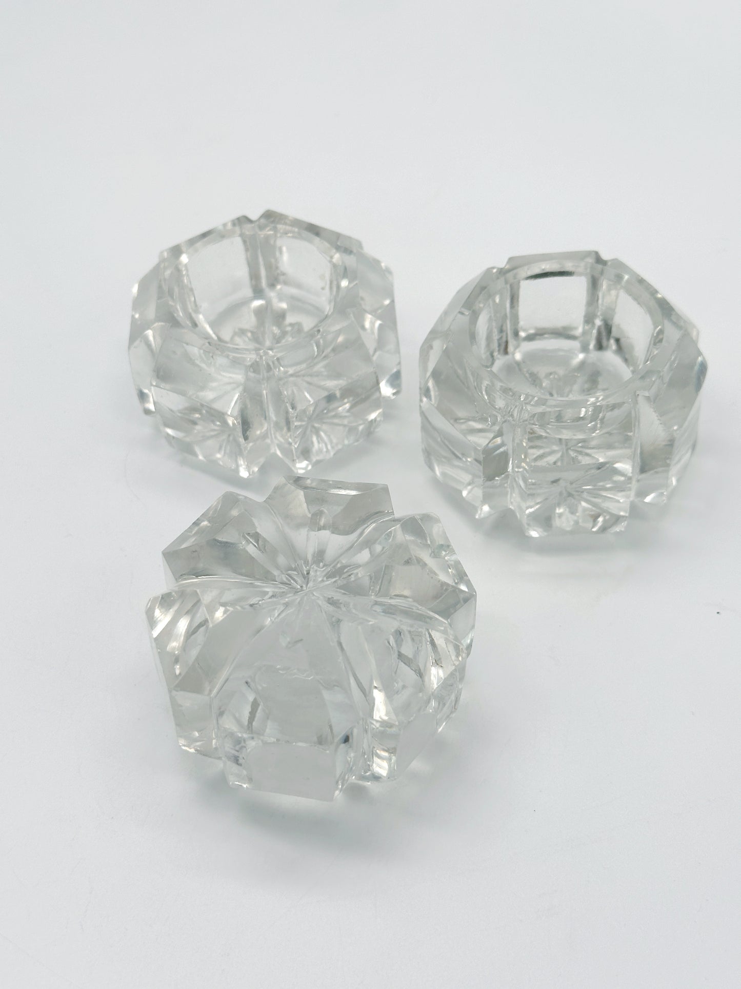 Set 3 Salzfässchen Kristallglas Geschliffen