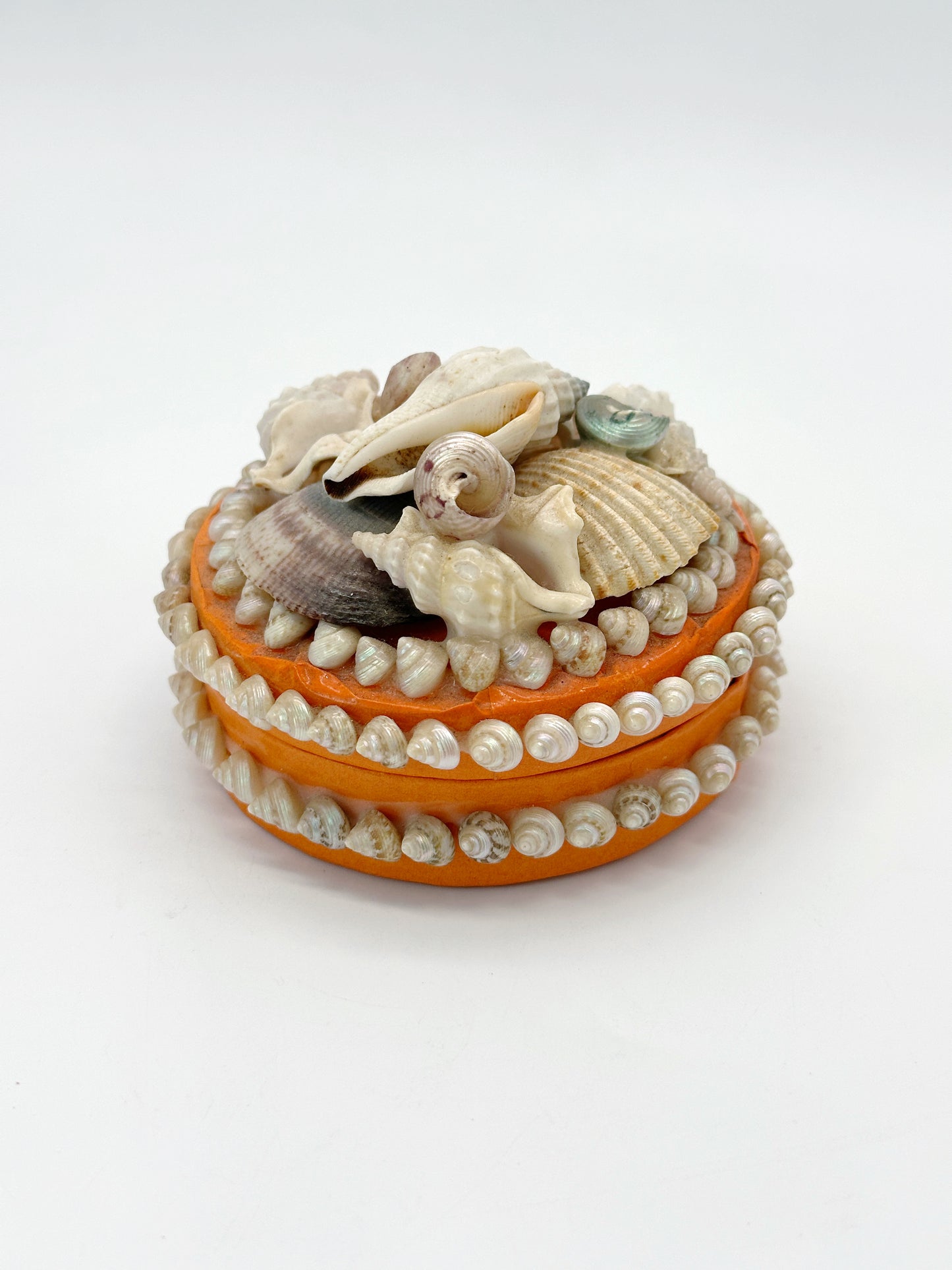 Vintage Deckeldose mit Muscheln Frankreich