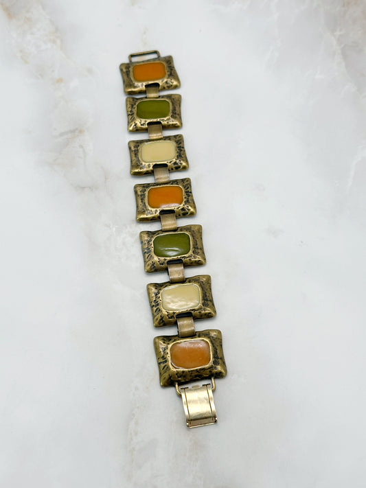 Vintage Emaille Look Armband Farbenfroh 70er Jahre
