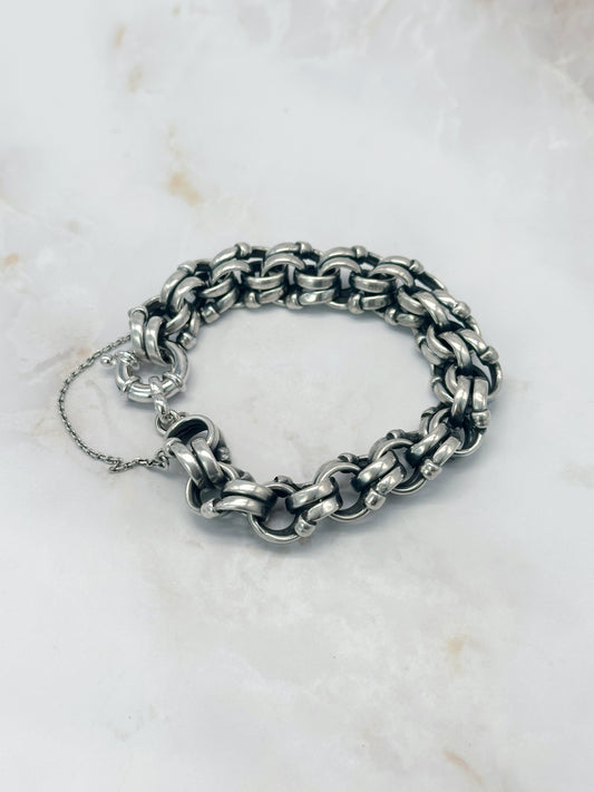 Zeitloses Vintage Armband in Silber mit runden Gliedern