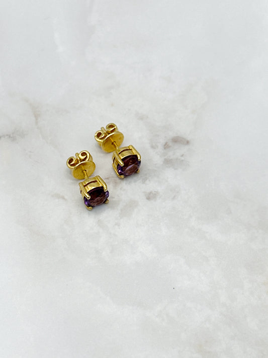 Klassische Amethyst Ohrstecker 585 Gelbgold