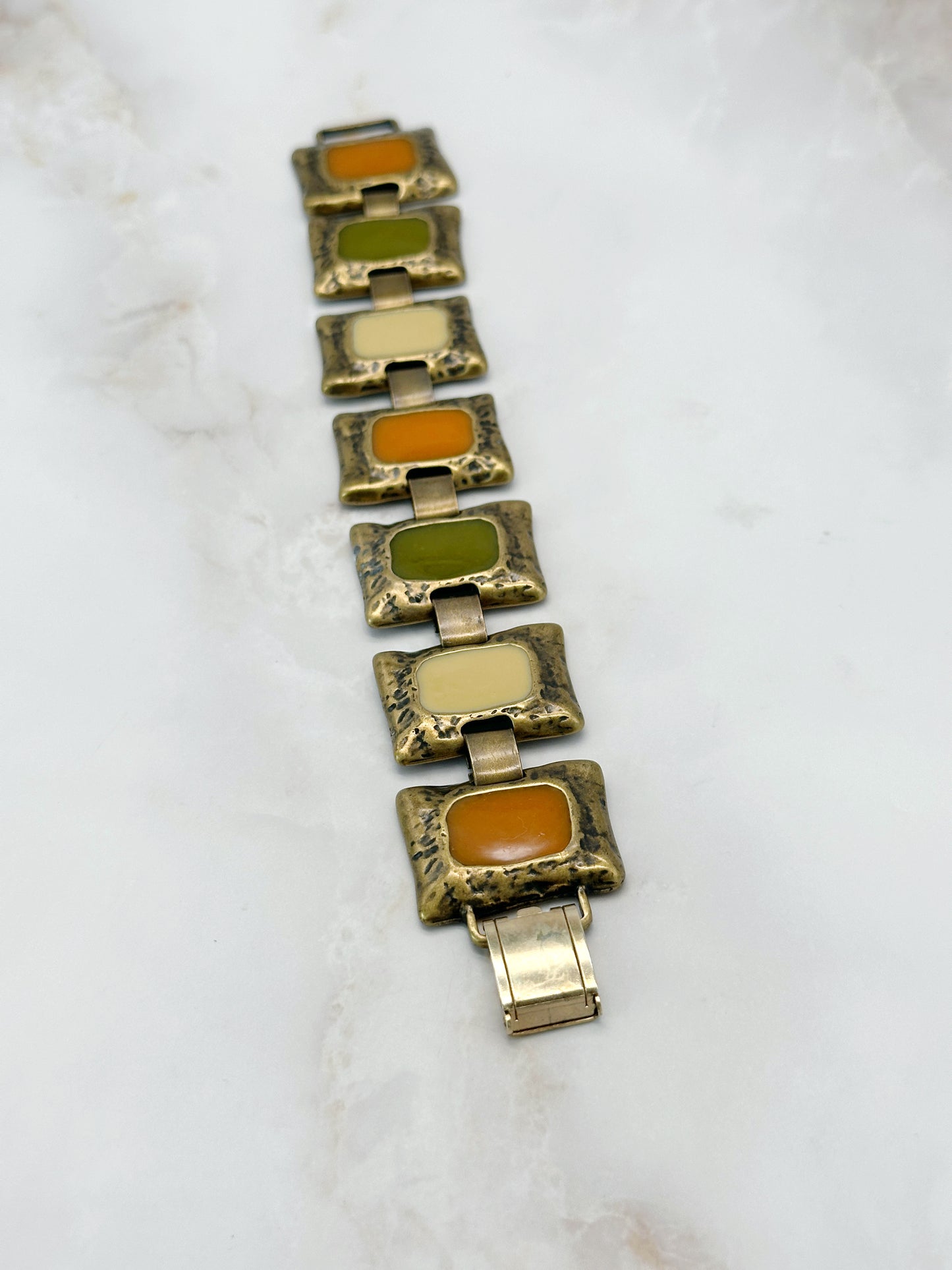 Vintage Emaille Look Armband Farbenfroh 70er Jahre