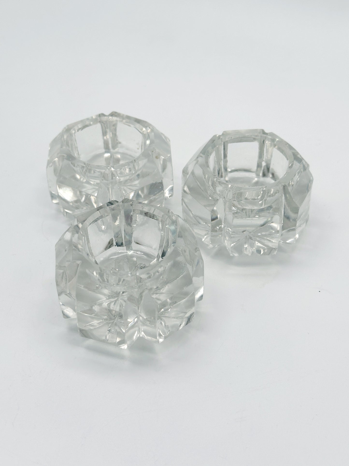 Set 3 Salzfässchen Kristallglas Geschliffen