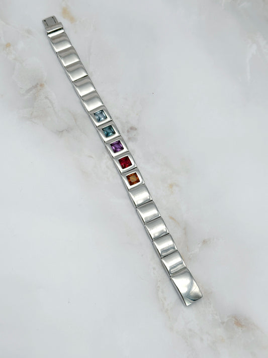 Ausgefallenes Vintage Armband mit bunten Glaskristallen