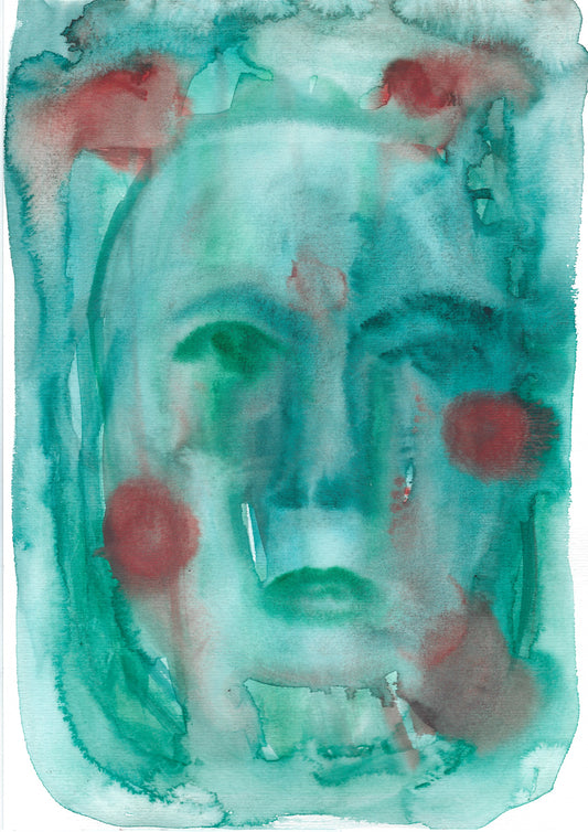 Amelie Goetzl, aus der Serie: ONE DRAWING A DAY KEEPS THE PILLS AWAY Untertitel: DER STILLE BEOBACHTER 2024 Aquarell auf Papier, 21 cm x 29,7 cm